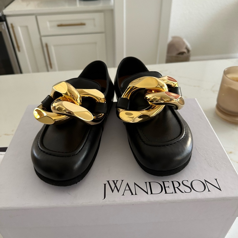 Jw anderson chain leather loafers
